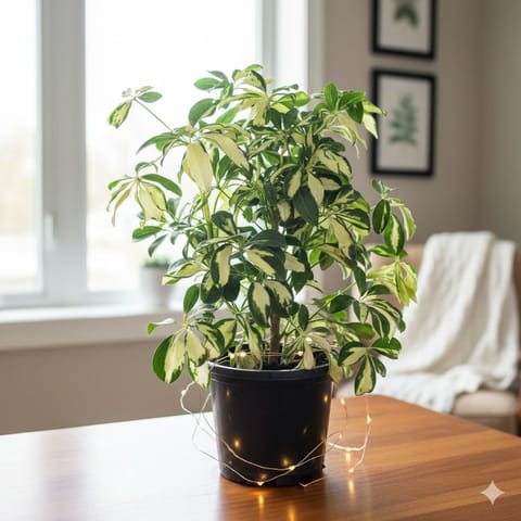 Schefflera Variegated in 8 Inch Black Nursery Pot