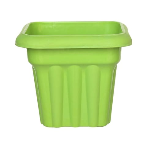 12 Inch Green Heavy Square Plastic Pot