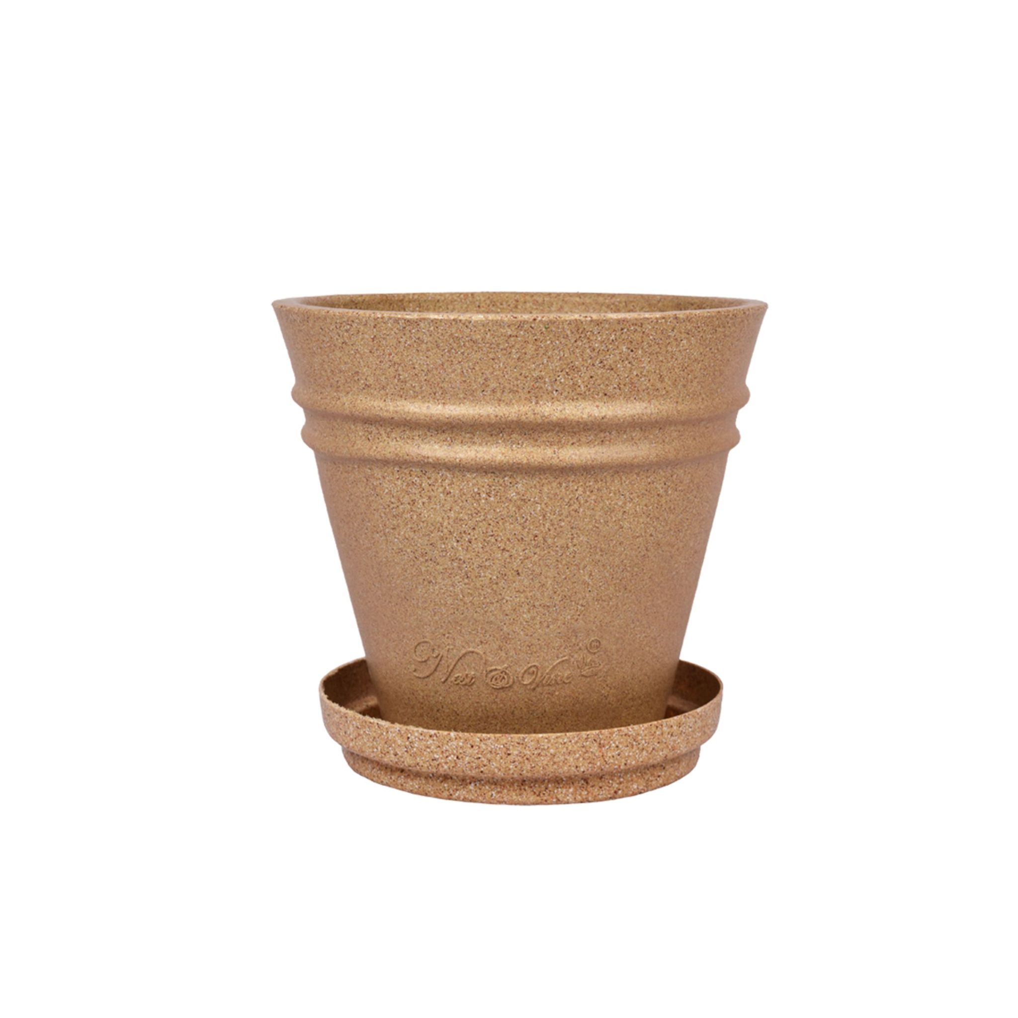 12 X 12 Inch Sandstone Premium Konus Fiberglass Planter - Durable large size decoratiive fiber pot for indoor outdoor plants with 5 year warranty