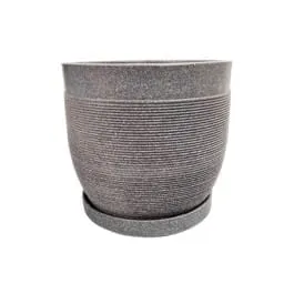 10 x 10 Inch Grey Premium Orbis Fiberglass Planter - Durable large size decoratiive fiber pot for indoor outdoor plants with 5 year warranty