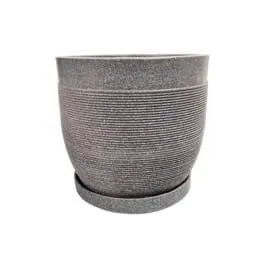 10 x 10 Inch Grey Premium Orbis Fiberglass Planter - Durable large size decoratiive fiber pot for indoor outdoor plants with 5 year warranty