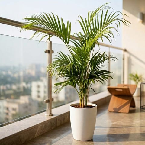 Areca Palm (3.5-4 Ft) in 12 Inch White Round Tower Plastic Pot
