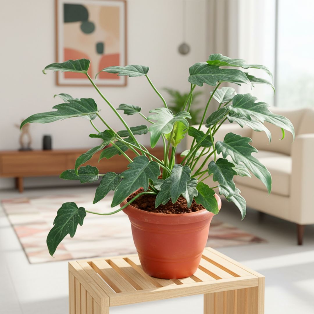 Philodendron Xanadu Green in 8 Inch Terracotta Red Classy Plastic Pot