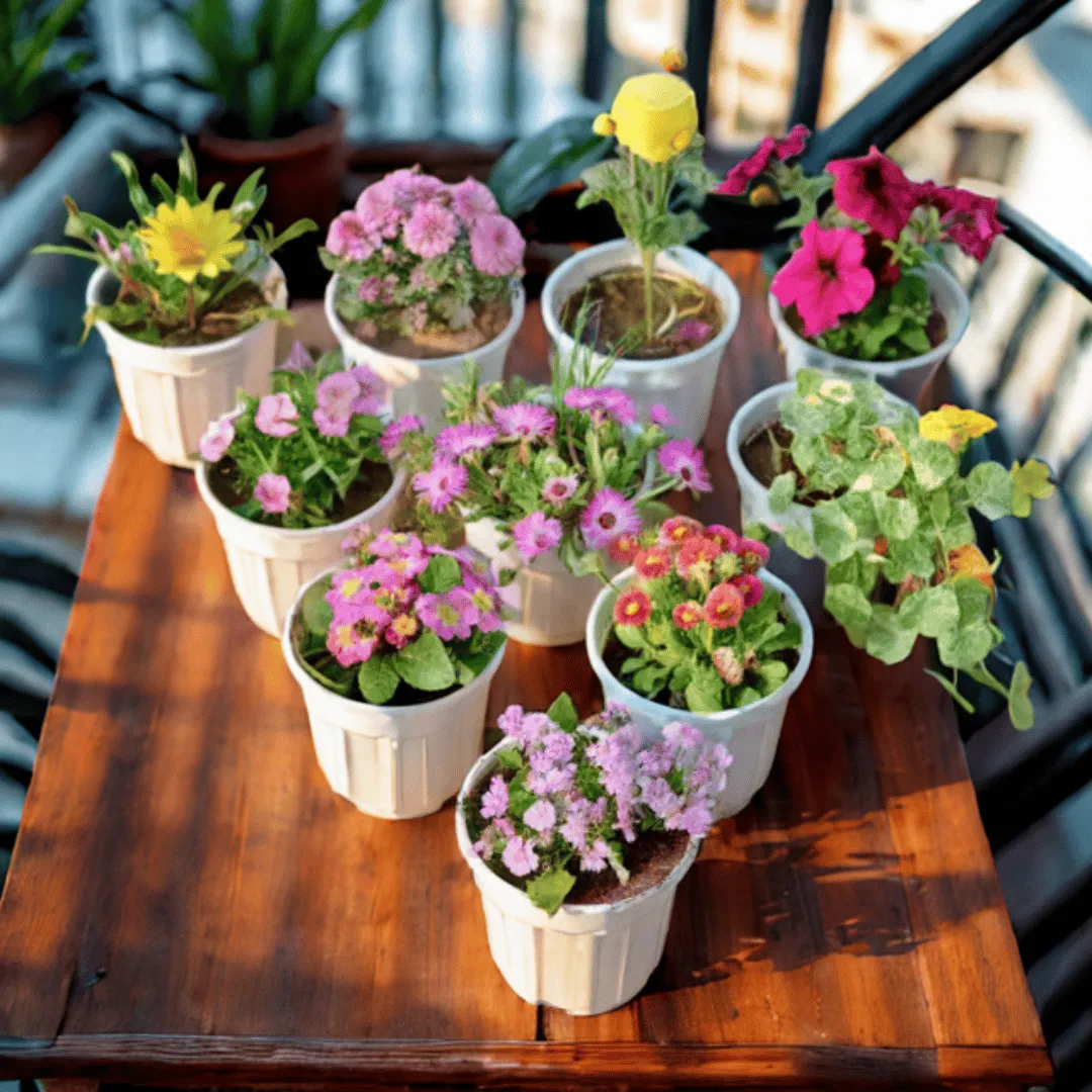 Colours of Spring - Set of any 6 - Full Bloom Potted Seasonals in 6 Inch White Super Nursery Pot