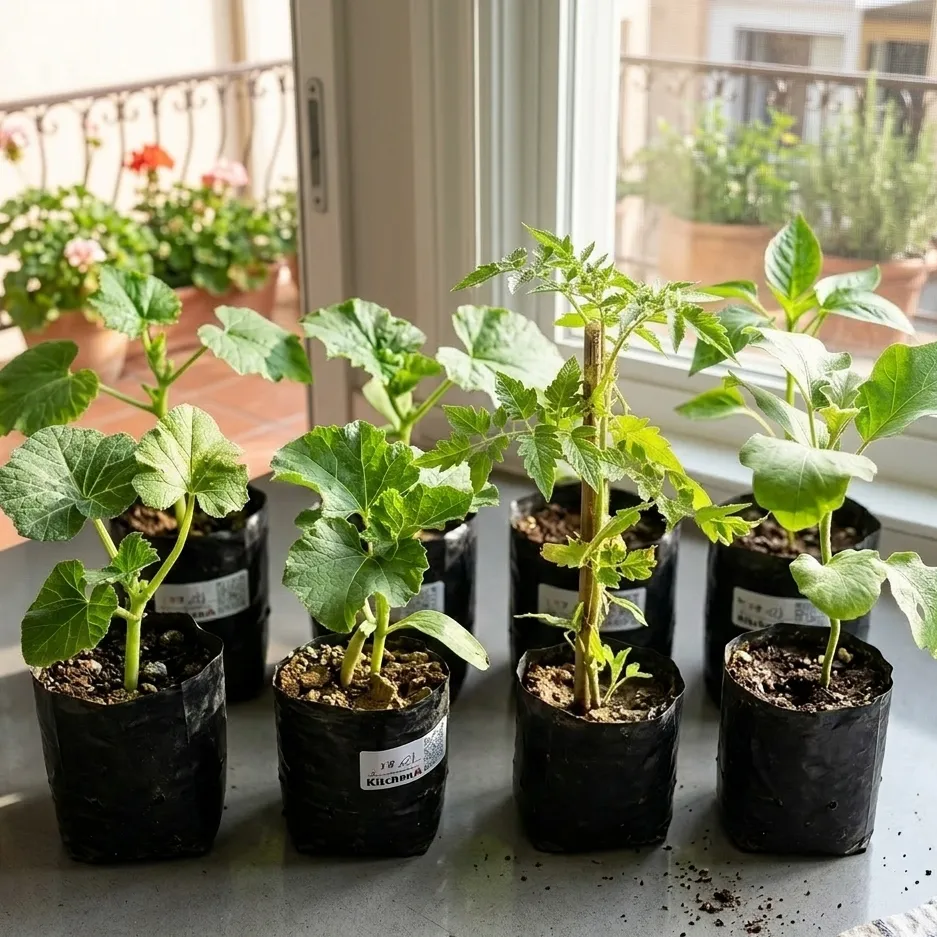 Kitchen Garden Kit- Set of 6 Assorted Vegetable Plants in 4 inch Nursery Bag