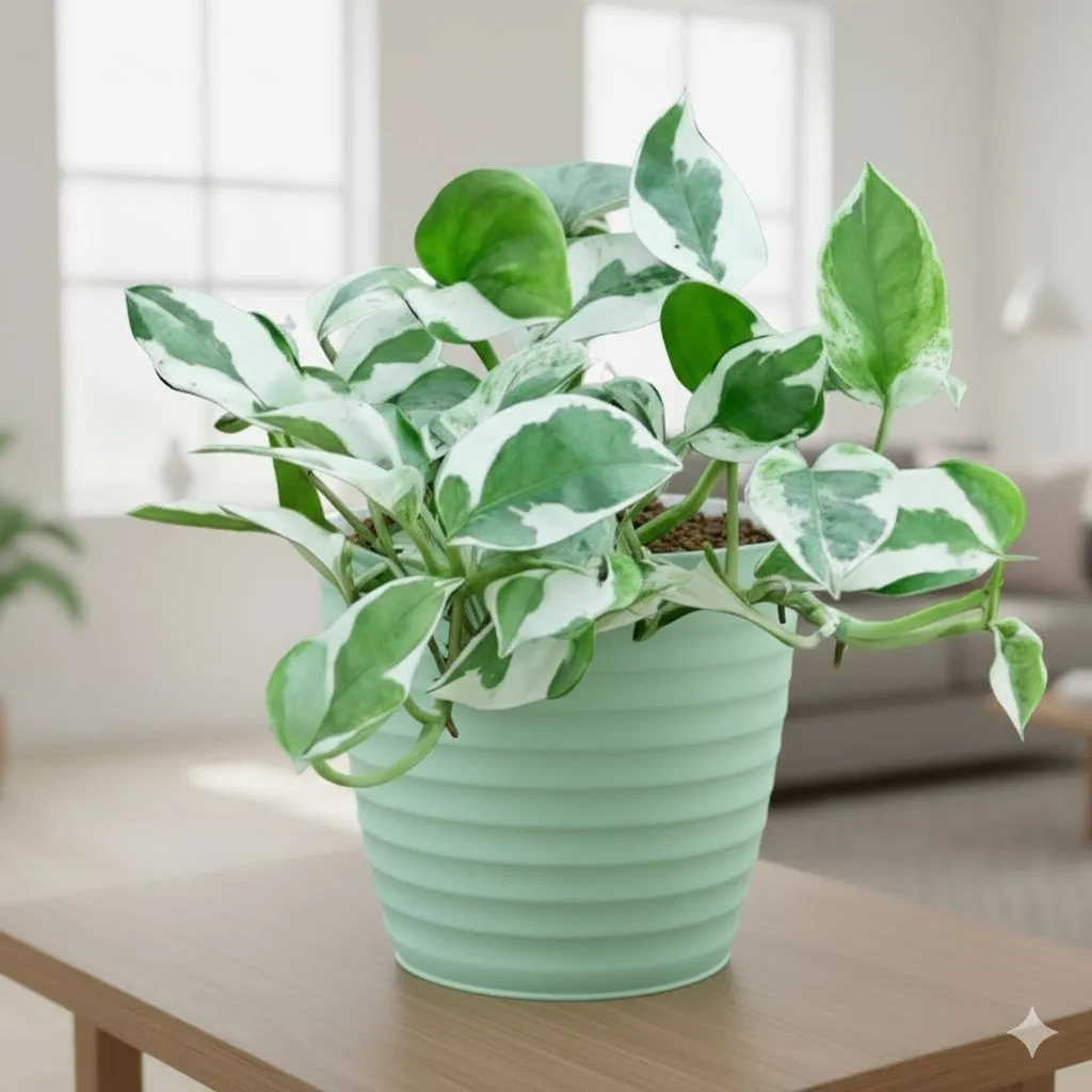 Gift Ready - Money Plant N'Joy in 5 Inch Pastel Green Avora Premium Plastic Planter