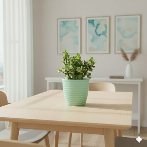 Gift Ready - Jade / Crassula Ovata Succulent in 5 Inch Pastel Green Avora Premium Plastic Planter