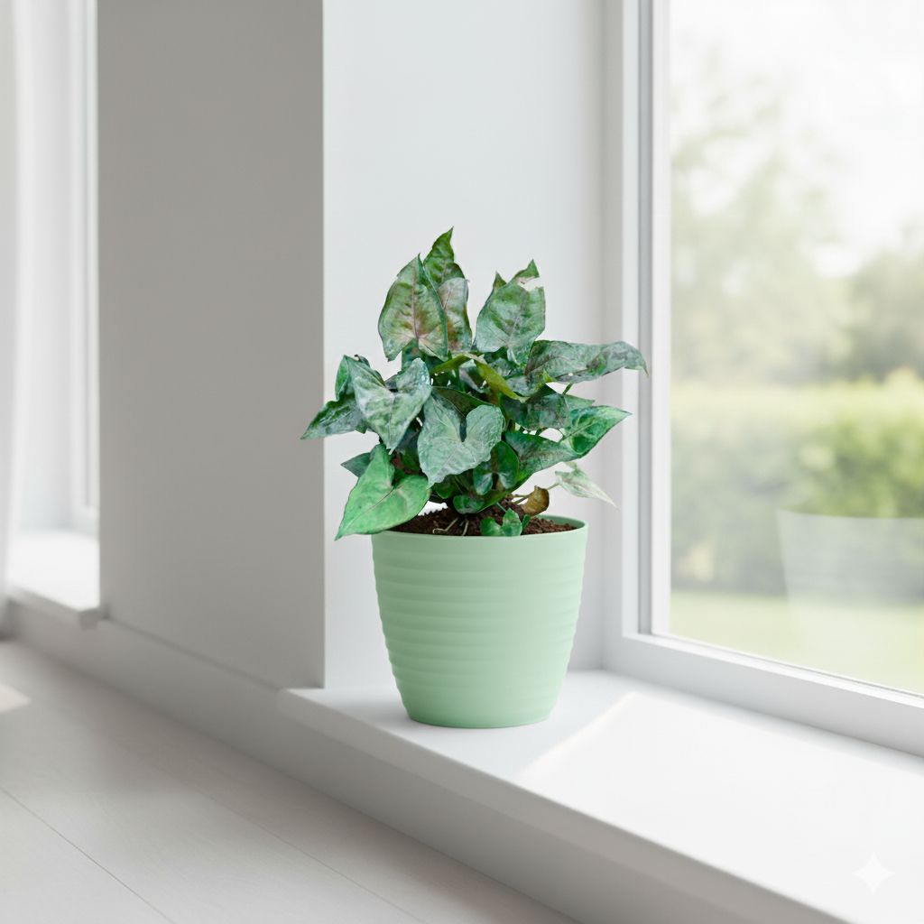 Gift Ready - Syngonium Bronze in 5 Inch Pastel Green Avora Premium Plastic Planter