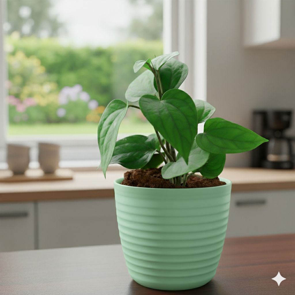 Gift Ready - Paan / Betel Leaf in 5 Inch Pastel Green Avora Premium Plastic Planter