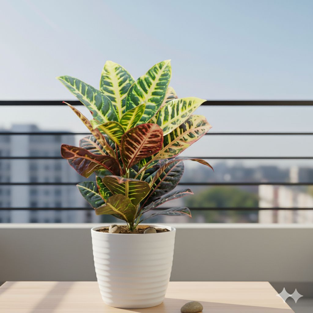 Gift Ready - Croton Petra in 5 Inch White Avora Premium Plastic Planter
