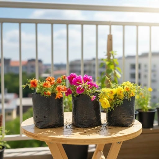 Summer Flower Special Set of 3 - Portulaca Moss rose (any colour) in 4 Inch Nursery Bag