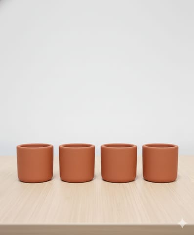 Set of 04 - 3 inch Pankh Maati Pots - Compact Sleek Handcrafted Design