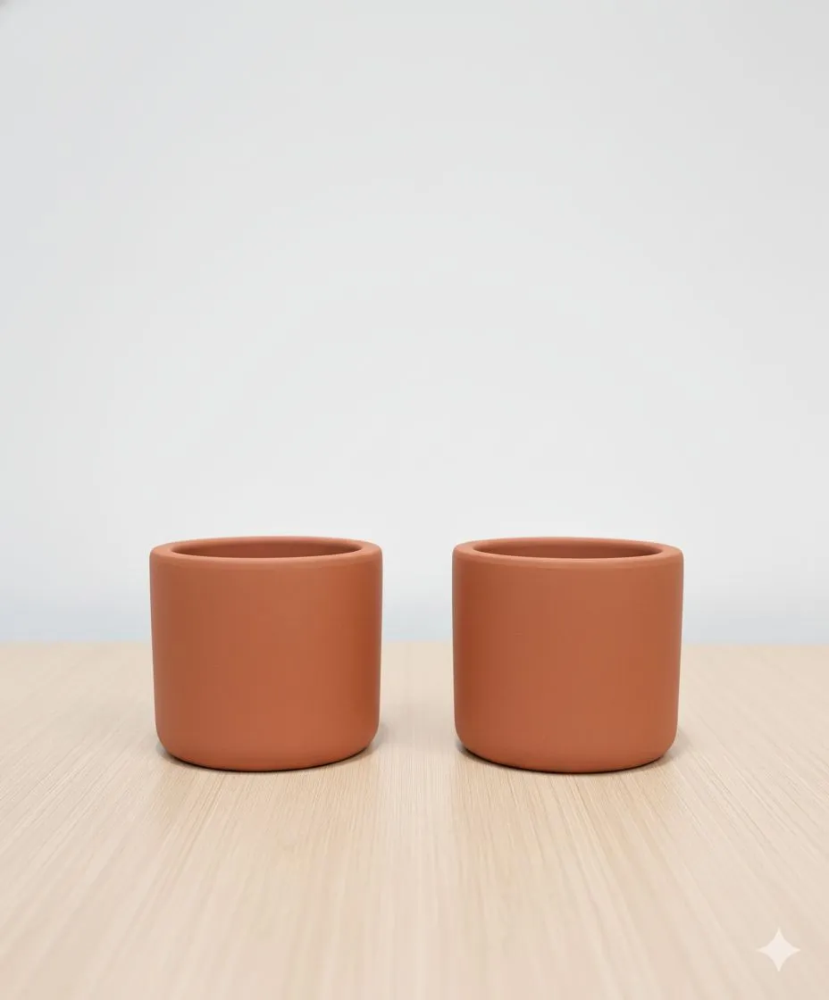 Set of 02 - 3 inch Pankh Maati Pots - Compact Sleek Handcrafted Design