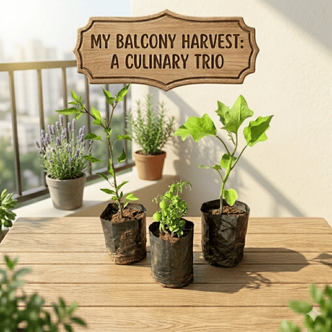 Urban Harvest Trio - Set of 3 - Fresh Tomato, Brinjal & Chilli Power Pack in 3 inch Nursery Bag