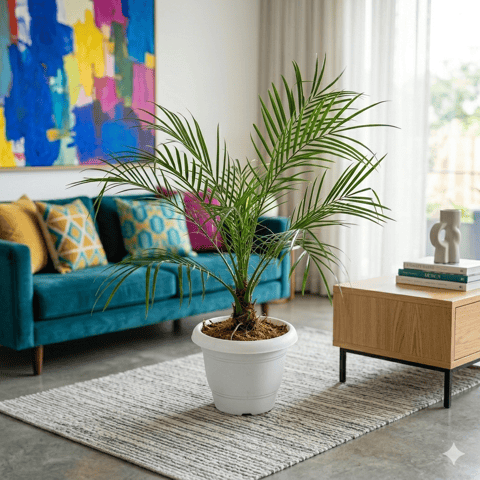 Phoenix Palm (~ 2 Ft) in 8 Inch White Classy Plastic Pot