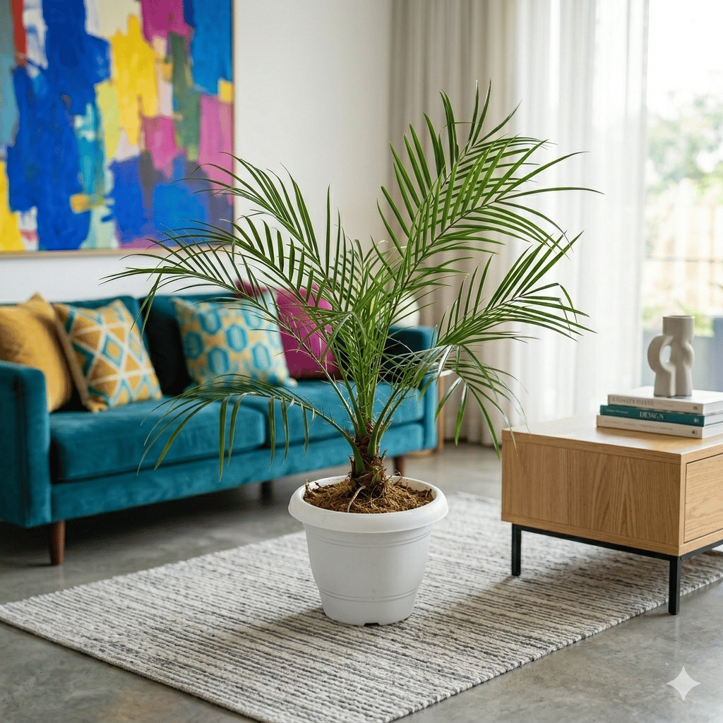 Phoenix Palm (~ 2 Ft) in 8 Inch White Classy Plastic Pot