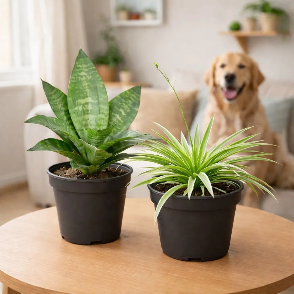Pet Special: Pawsitive Duo - Set of 2 - Snake Green Dwarf & Spider in 4 Inch Black Nursery Pot
