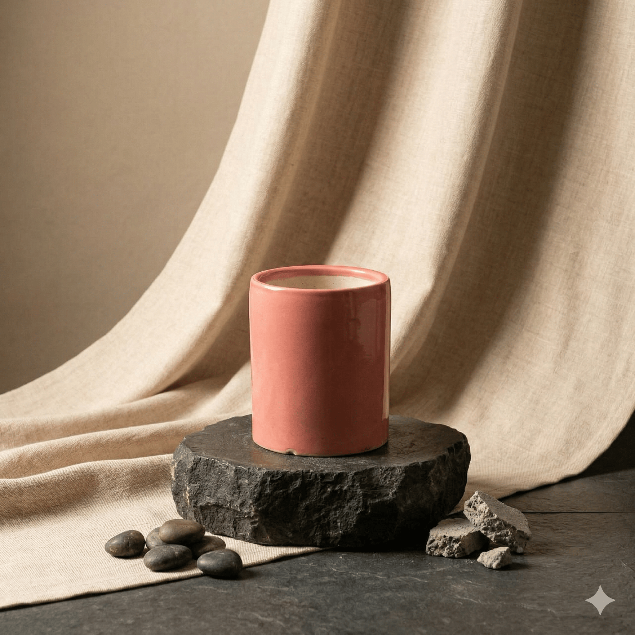 4 Inch Ceramic Pot | Blush Pastel Stem Pipe Ceramic Planter