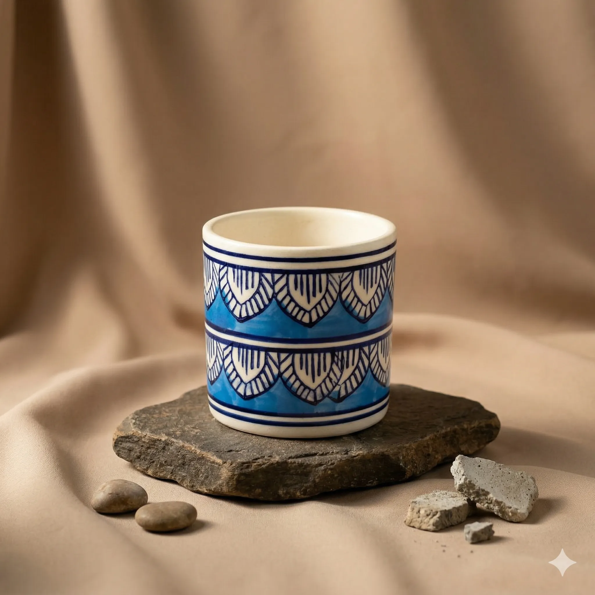 4 Inch Ceramic Pot | Heritage Sky Stem Pipe Ceramic Planter