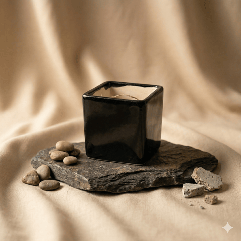 4 Inch Ceramic Pot | Onyx Matt Crest Square Ceramic Planter