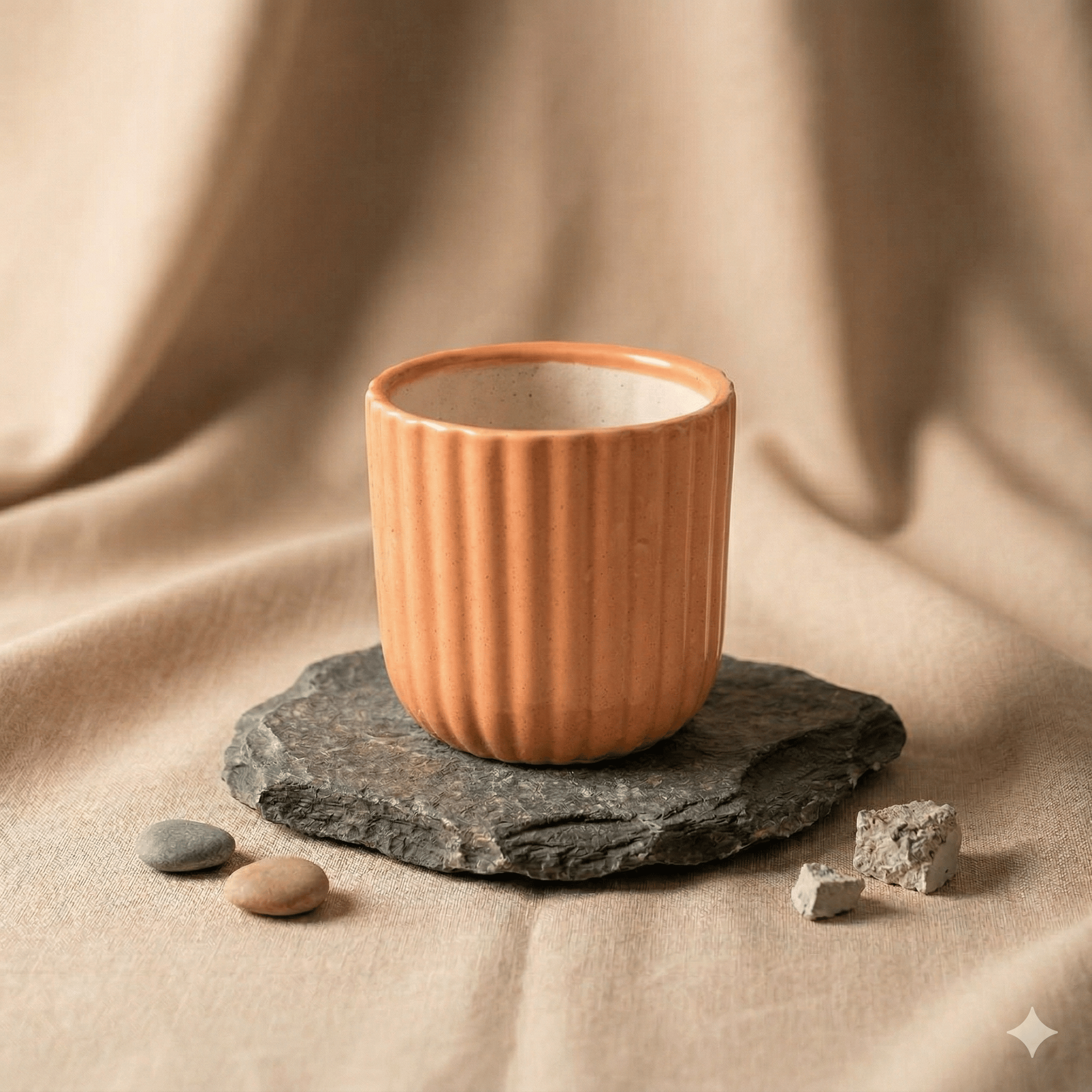 5 Inch Ceramic Pot | Sand Beige Vine Ceramic Planter