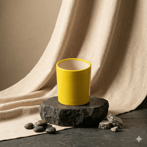 4 Inch Ceramic Pot | Sunshine Yellow Stem Pipe Ceramic Planter