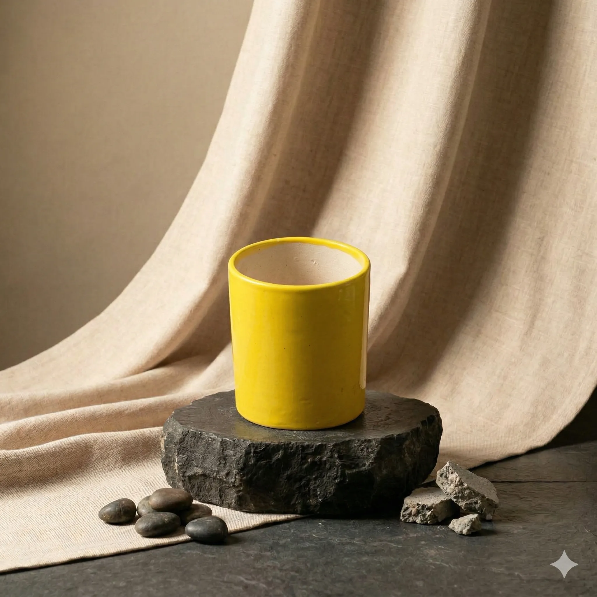 4 Inch Ceramic Pot | Sunshine Yellow Stem Pipe Ceramic Planter