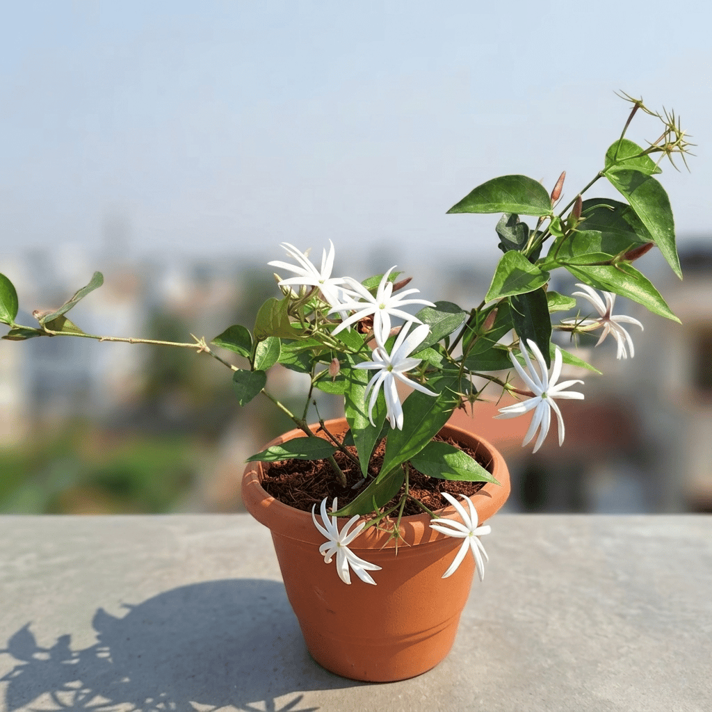 Red Jasmine in 6 Inch Terracotta Red Classy Plastic Pot