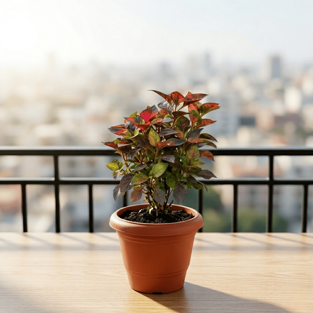 Alternanthera Red in 6 Inch Terracotta Red Classy Plastic Pot