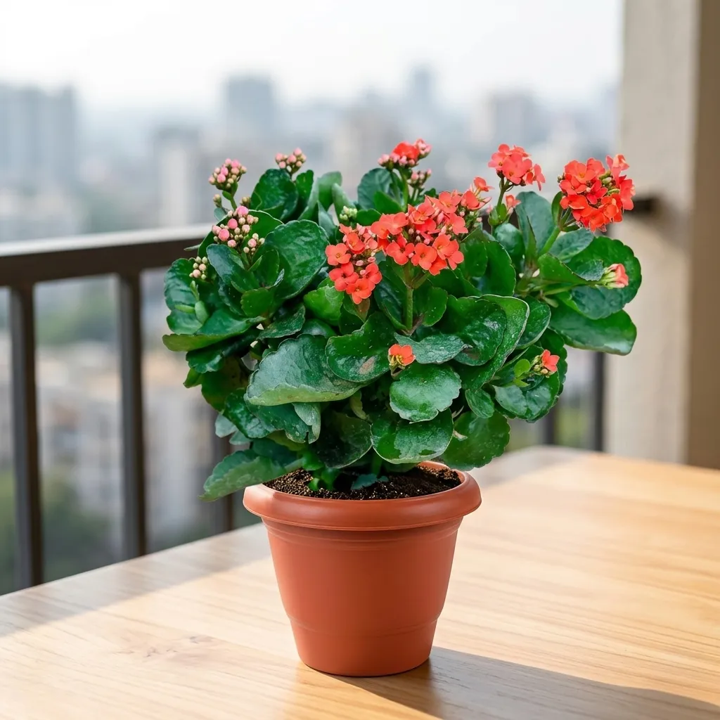 Kalanchoe Red in 6 Inch Terracotta Red Classy Plastic Pot