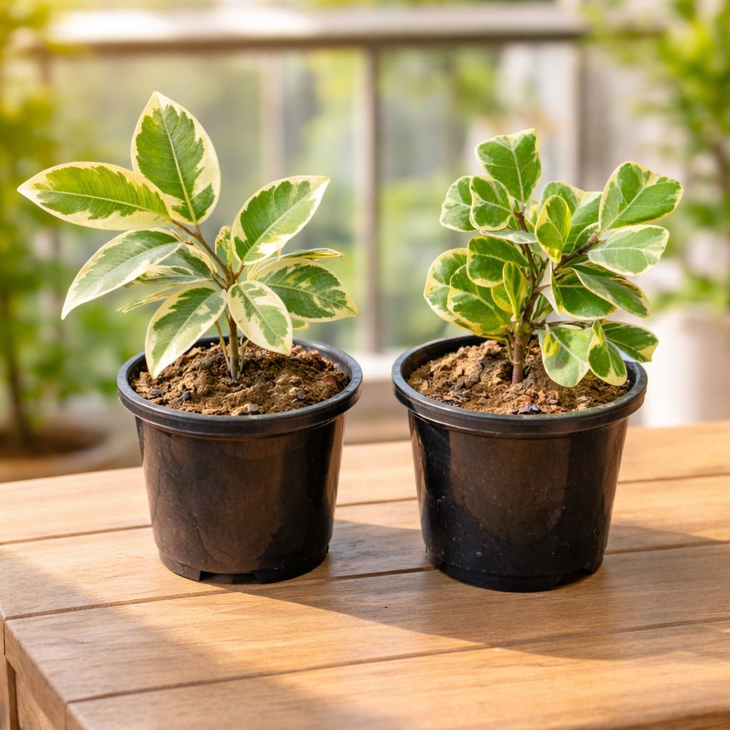 Calm Ficus Duo: Set of 2 - Ficus Safari & Ficus Triangularis in 4 inch Nursery Pot