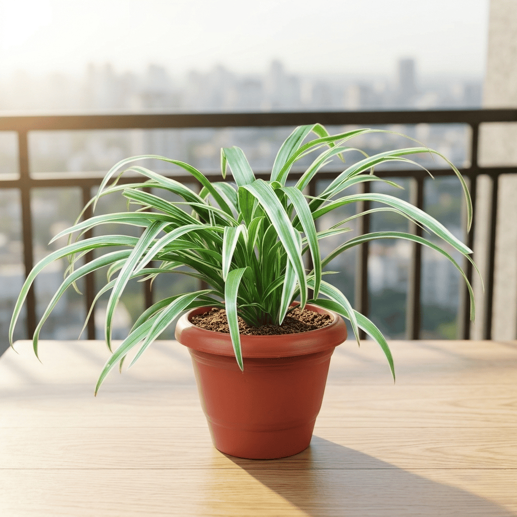 Spider Green in 6 Inch Terracotta Red Classy Plastic Pot