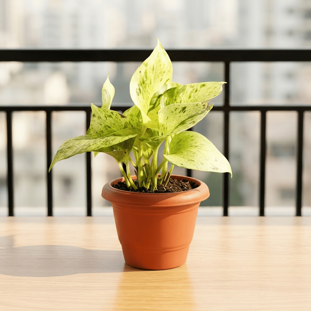 Money Plant Marble in 6 Inch Terracotta Red Classy Plastic Pot