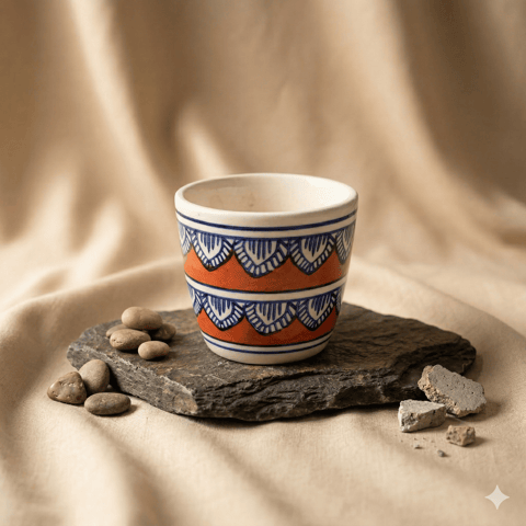 4 Inch Ceramic Pot | Heritage Amber Pixel Cup Ceramic Planter