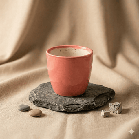 4 Inch Ceramic Pot | Blush Pink Pixel Cup Ceramic Planter