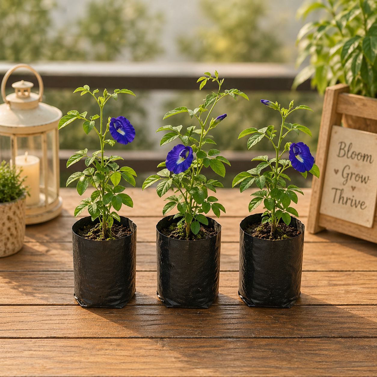Beauty That Climbs: Set of 3 - Aparajita / Asian Pigeonwings Blue in 3 Inch Nursery Bag