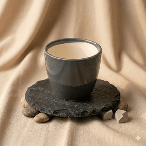 4 Inch Ceramic Pot | Grey Matt Pixel Cup Ceramic Planter