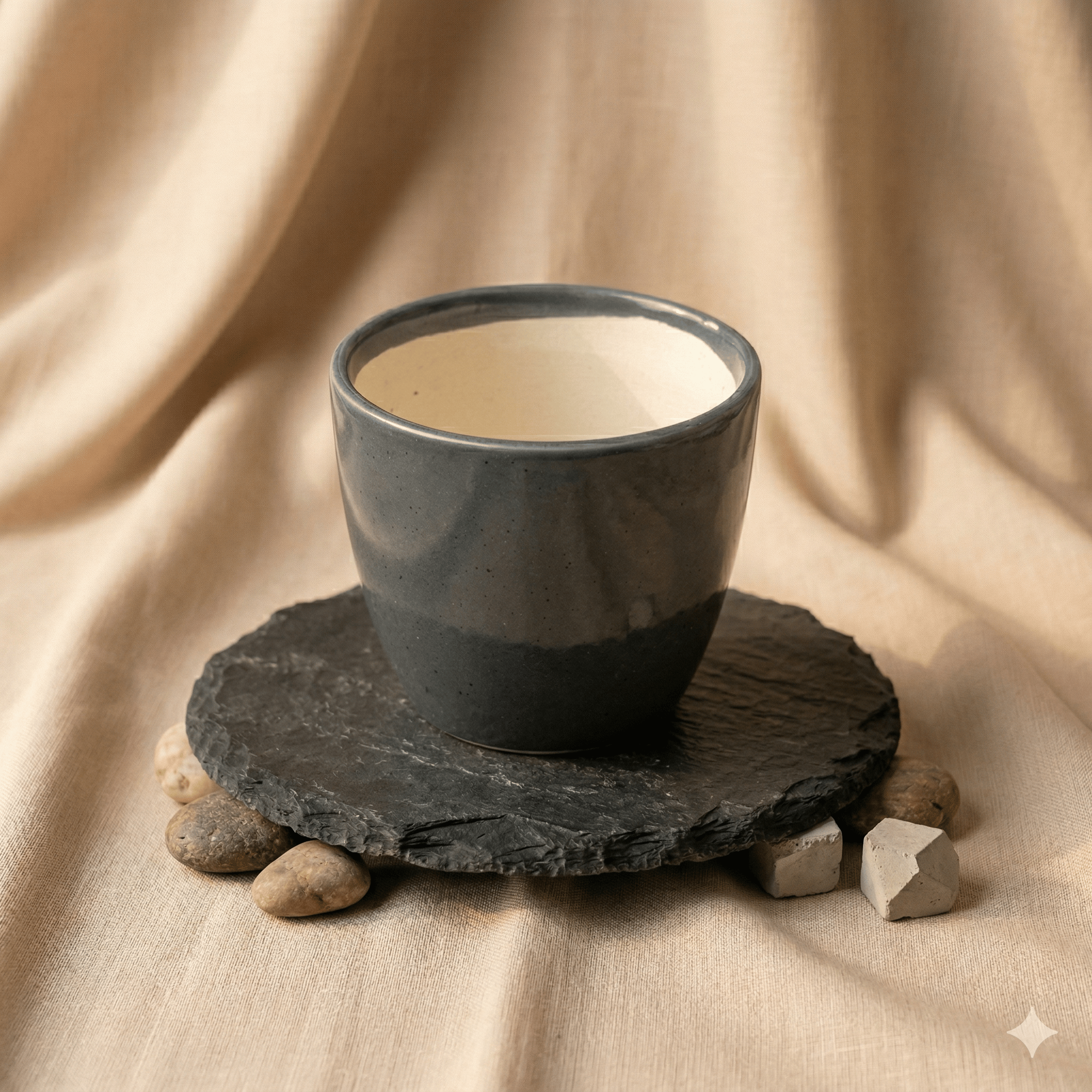 4 Inch Ceramic Pot | Grey Matt Pixel Cup Ceramic Planter