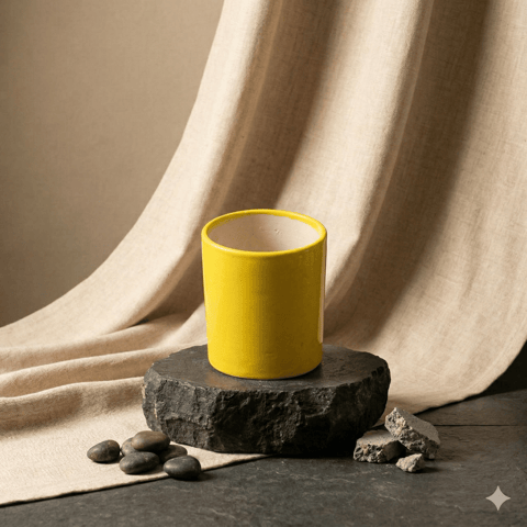 4 Inch Ceramic Pot | Sunshine Yellow Stem Pipe Ceramic Planter