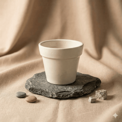 5 Inch Ceramic Pot | Pearl Glossy Ashwani Collar Ceramic Planter