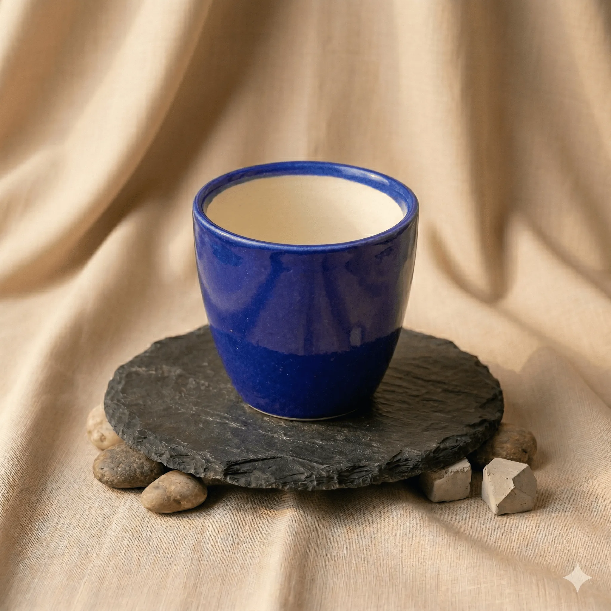 4 Inch Ceramic Pot | Royal Blue Pixel Cup Ceramic Planter