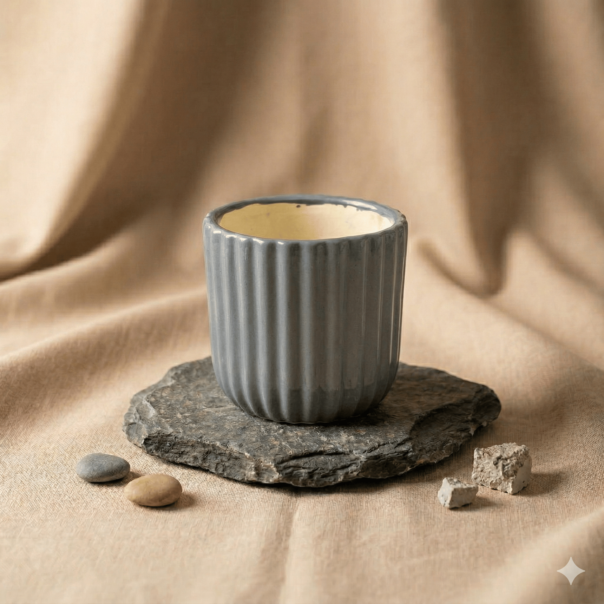 5 Inch Ceramic Pot | Slate Grey Vine Ceramic Planter