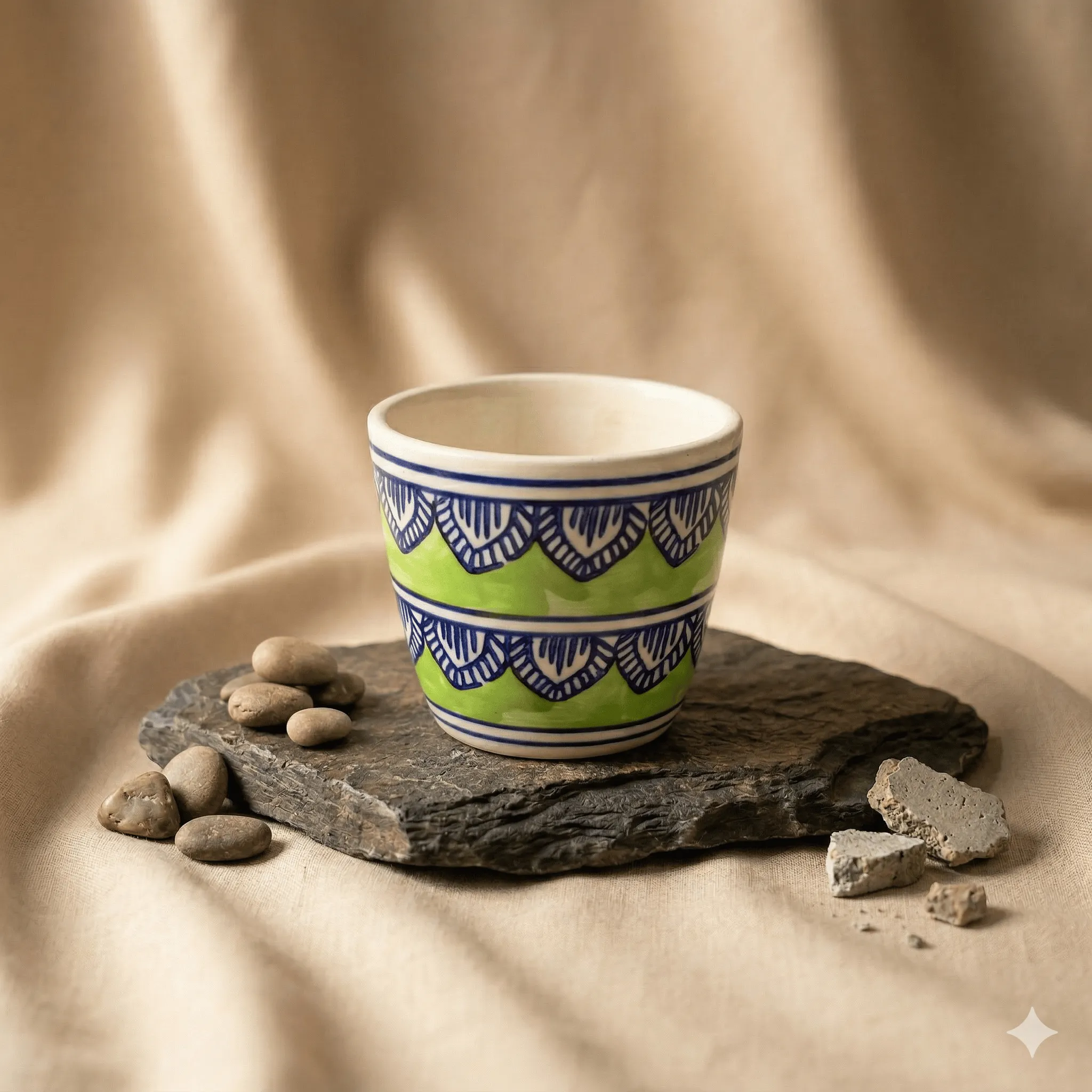 4 Inch Ceramic Pot | Heritage Sage Pixel Cup Ceramic Planter