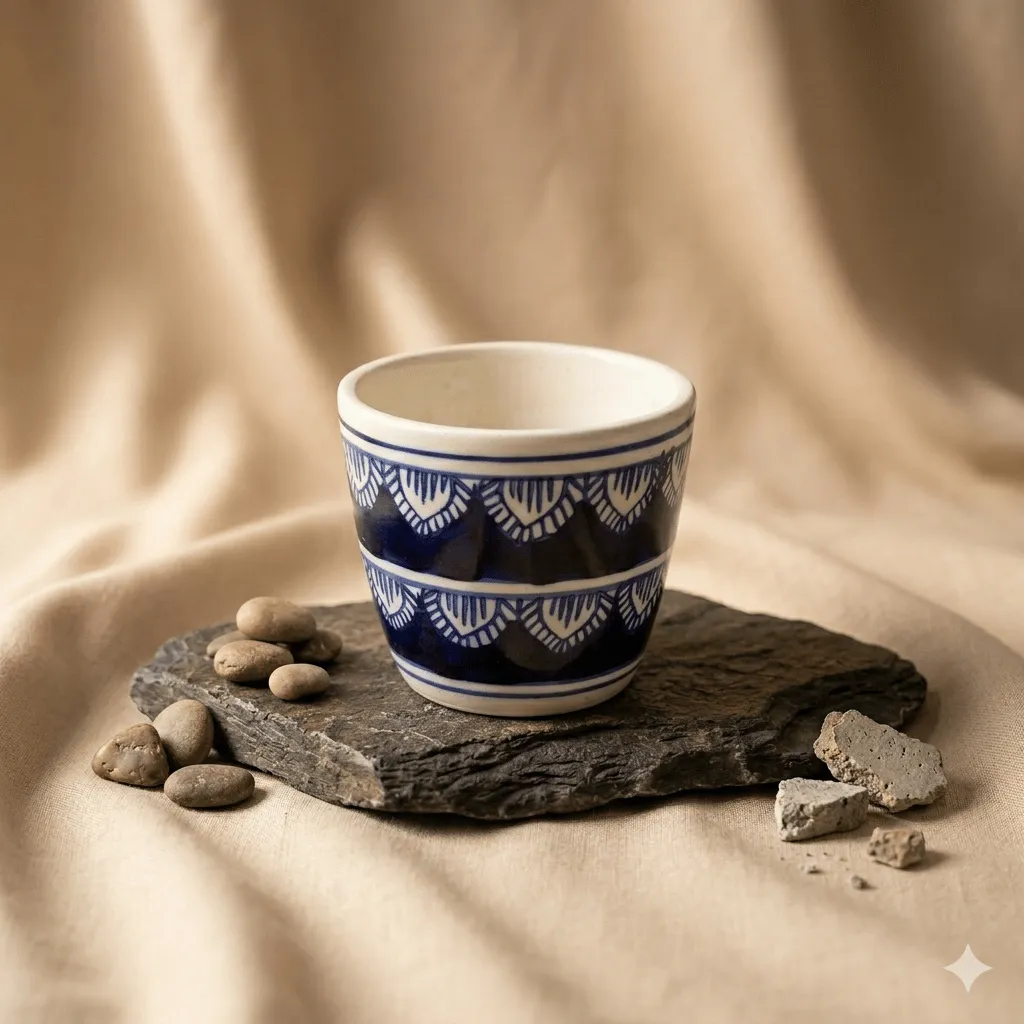 4 Inch Ceramic Pot | Heritage Noir Pixel Cup Ceramic Planter