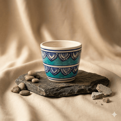 4 Inch Ceramic Pot | Heritage Sky Pixel Cup Ceramic Planter