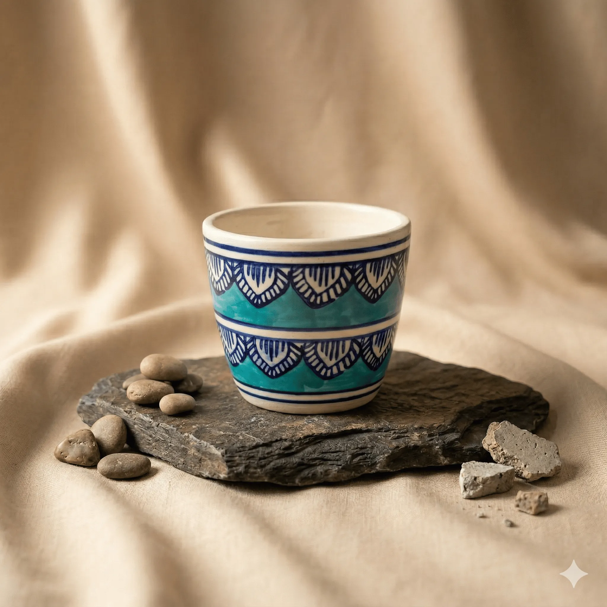 4 Inch Ceramic Pot | Heritage Sky Pixel Cup Ceramic Planter