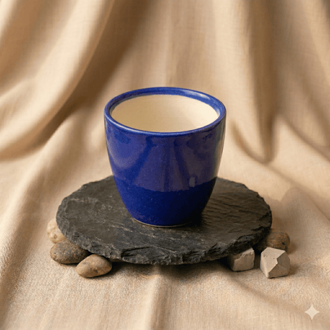 4 Inch Ceramic Pot | Royal Blue Pixel Cup Ceramic Planter