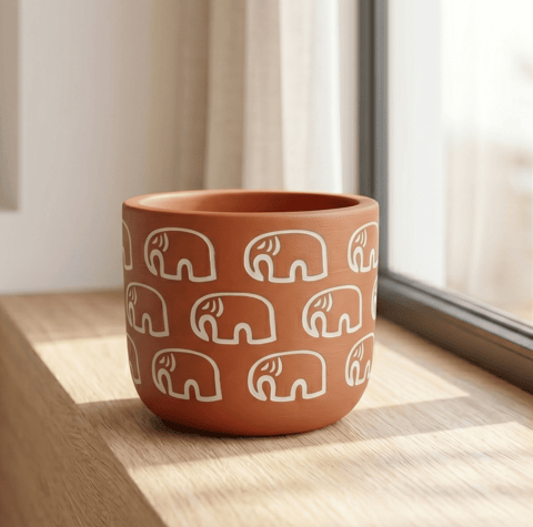4 Inch Pot | Gajraaj Premium Clay Terracotta Planter
