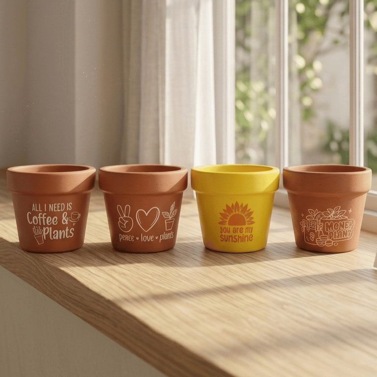 Set of 4 - 4 Inch Pot | Assorted Quirky Premium Terracotta Clay Planters