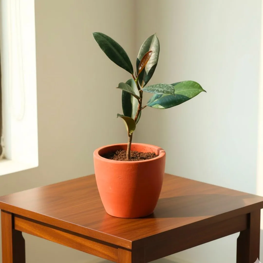 Gift Ready - Rubber Black in 4 inch Shilp Maati Pot - Chic Small Pot for Decor Corners - in Premium Gifting Box